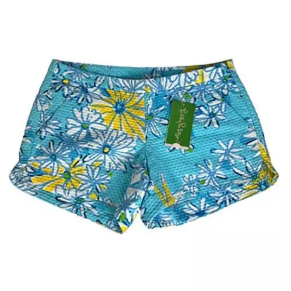 Lilly Pulitzer Womens Adie Shorts Breakwater Blue Daisy Dance Allover 00 New